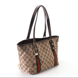 Gucci Jolicoeur Tote in GG Canvas and Leather Trim with Web Stripe